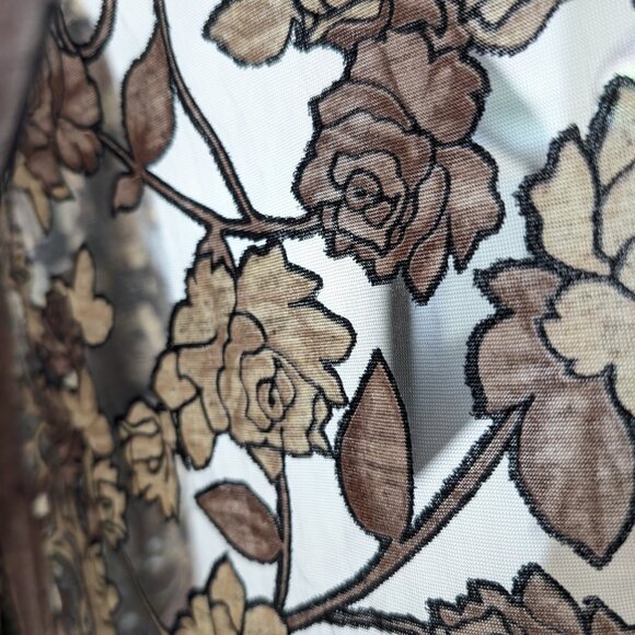 UNBRANDED Kimono Women's OS Floral Brown Black Metallic Sheer‎ Buttons Fringe - Picture 9 of 16